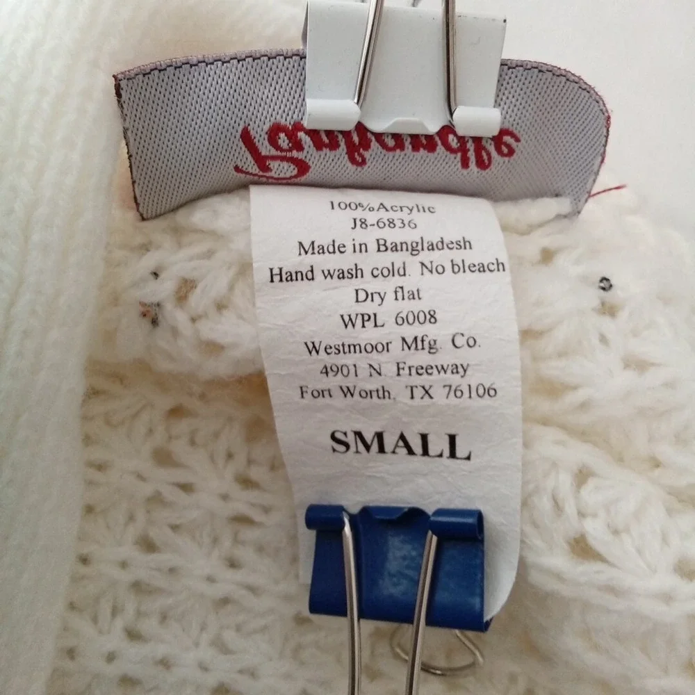 Panhandle Sweater SMALL Cream Open Knit Stretch Crisscross Back Long Sleeve‎ LN